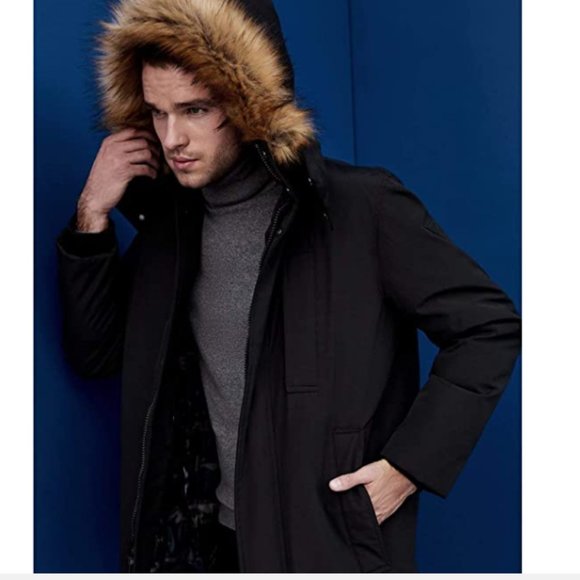 GUESS Men's Luke Faux-Fur Trim Puffer Jacket - Picture 4 of 4